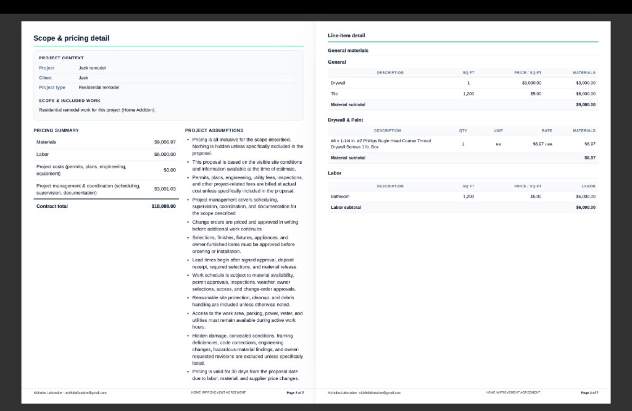 Contract PDF & CPA Summary screenshot